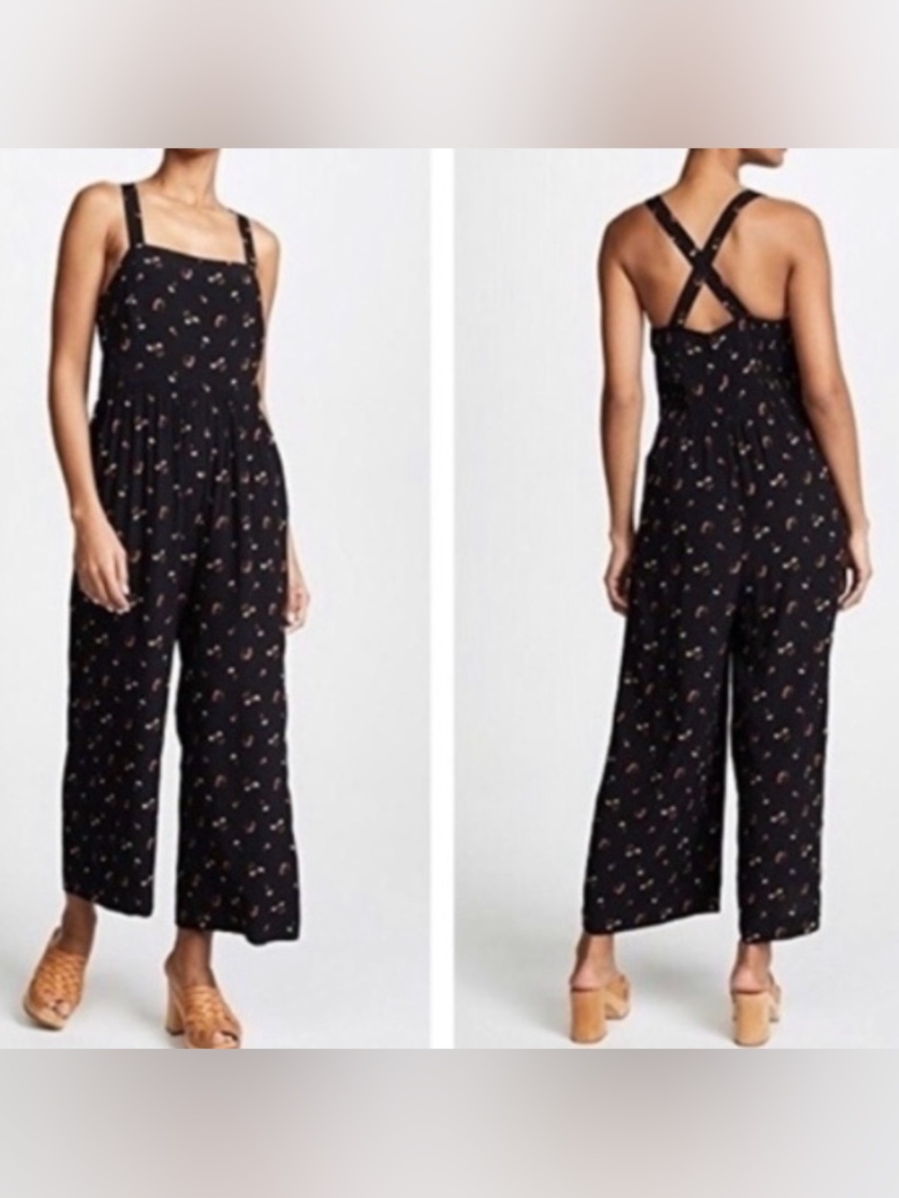 MADEWELL Smocked Crop Jumpsuit in Flower Toss Size 2